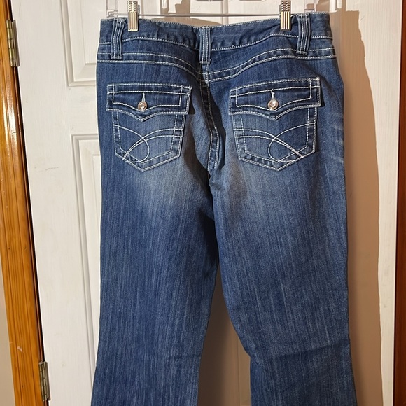 INC denim regular fit boot cut jeans with back pocket detail - Picture 4 of 6